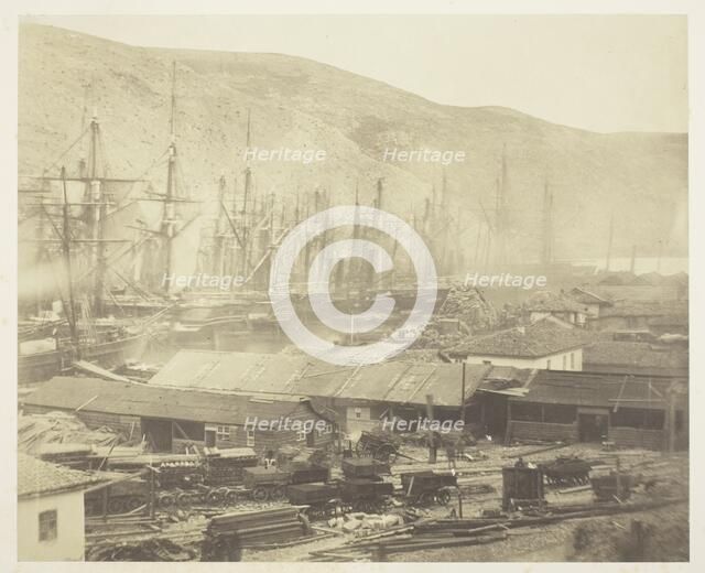 Railway Sheds and Workshops, Balaklava, 1855. Creator: Roger Fenton.