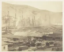 Railway Sheds and Workshops, Balaklava, 1855. Creator: Roger Fenton
