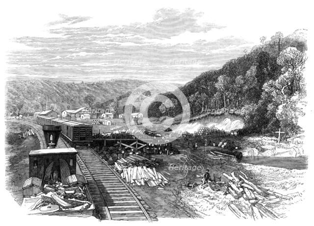 Railway Station at the Franklin Petroleum Oil Works, Pennsylvania, 1864. Creator: Unknown.