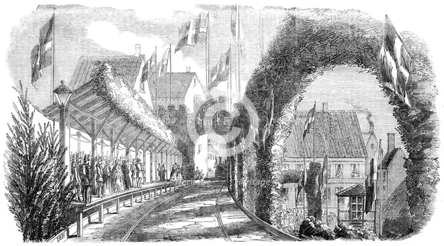 Railway Station, Flensburg, 1854. Creator: T. H. W..