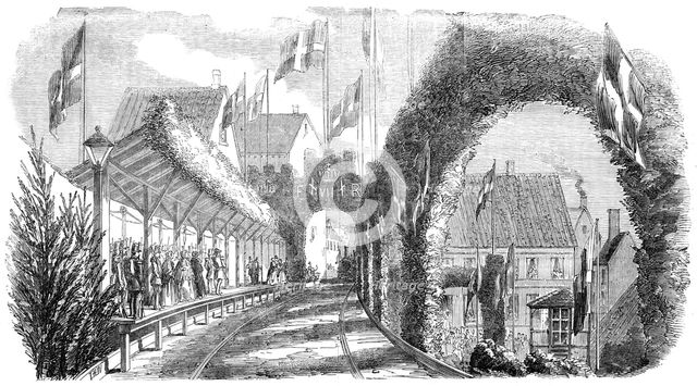 Railway Station, Flensburg, 1854. Creator: T. H. W..