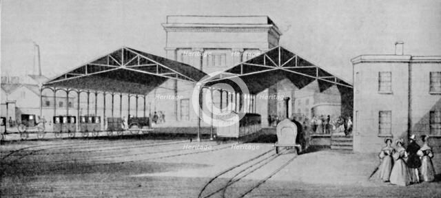 'Railway stations in the early days were strangely primitive affairs', c1934.  Artist: Unknown.