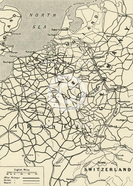 'Railway Systems of the Allies and Germany', 1916. Creator: Unknown.