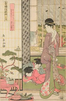 Rain the Morning After in the Pleasure Quarter (Seiro kinuginu no ame), c. 1795. Creator: Eishosai Choki
