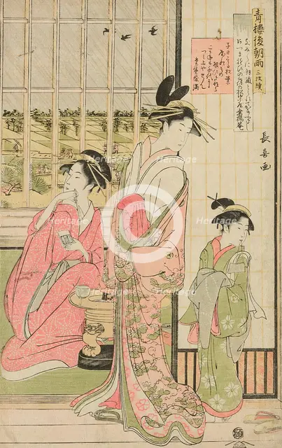 Rain the Morning After in the Pleasure Quarter (Seiro kinuginu no ame), c. 1795. Creator: Eishosai Choki.