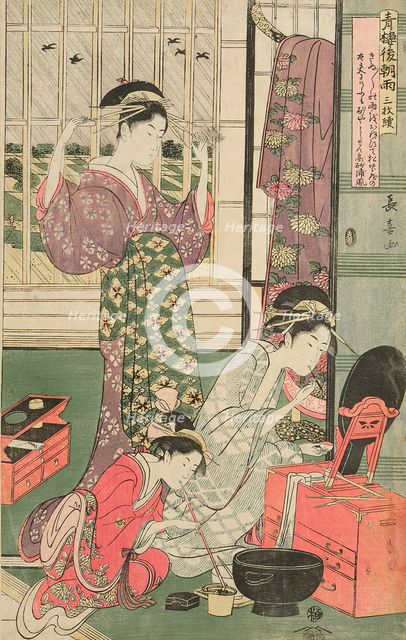 Rain the Morning After in the Pleasure Quarter (Seiro kinuginu no ame), c. 1795. Creator: Eishosai Choki.