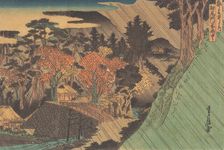 Rain at the Togano Gate, mid 19th century. Creator: Hasegawa Sadanobu