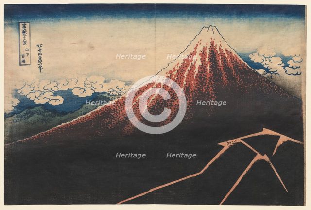Rain Below the Mountain (from the series Thirty-six Views of Mt. Fuji), early 1830s. Creator: Katsushika Hokusai (Japanese, 1760-1849).