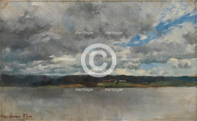 Rain Clouds over a Lake Landscape, 1883. Creator: Akseli Gallen-Kallela.