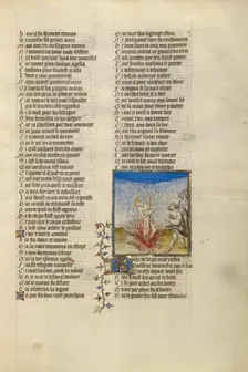 Rain Extinguishing the Flames at the Stake to Which King Kroesus is Bound, about 1405. Creator: Unknown