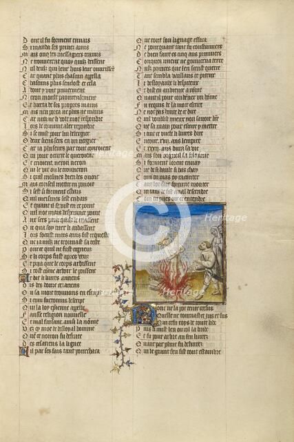 Rain Extinguishing the Flames at the Stake to Which King Kroesus is Bound, about 1405. Creator: Unknown.