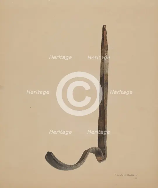 Rain Gutter Stirrup, 1939. Creator: Harold Ballerd.