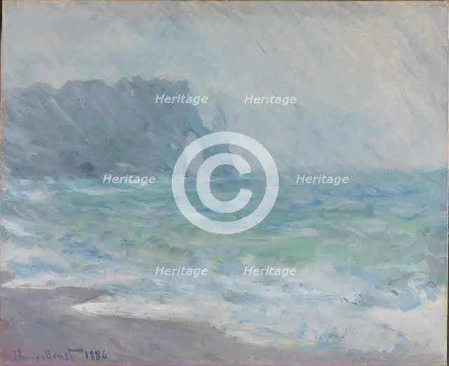 Rain in Étretat. Artist: Monet, Claude (1840-1926)