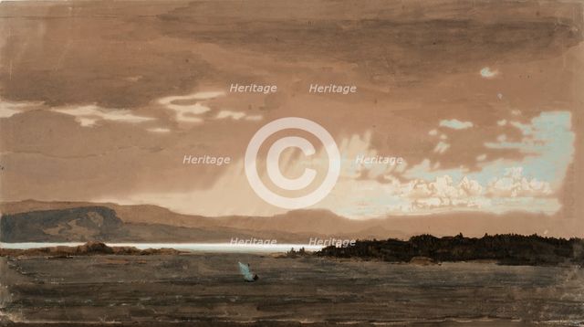 Rain on the Kristiania fjord, 1858. Creator: Werner Holmberg.