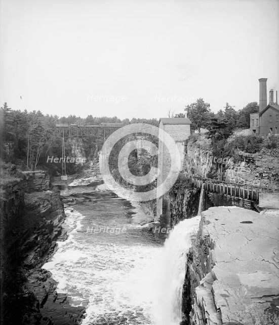 Rainbow Falls and R.R. bridge, Ausable Chasm, N.Y., c1905. Creator: Unknown.