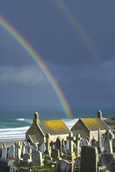 Rainbow over Barnoon Cemetery, St Ives, Cornwall, 2011. Artist: Peter Williams