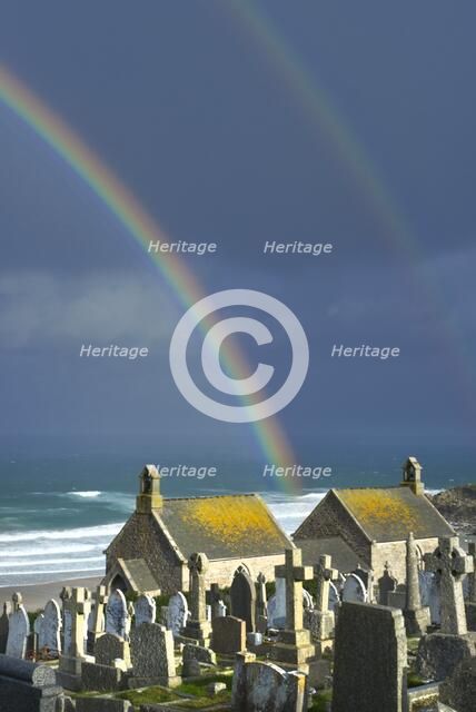 Rainbow over Barnoon Cemetery, St Ives, Cornwall, 2011. Artist: Peter Williams.