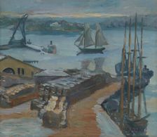 Rainy atmosphere in the harbour, 1920-1925. Creator: Emil Jankes