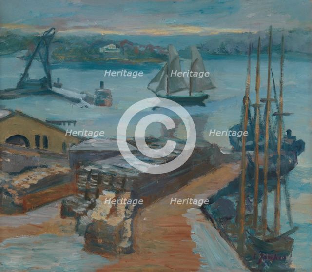 Rainy atmosphere in the harbour, 1920-1925. Creator: Emil Jankes.