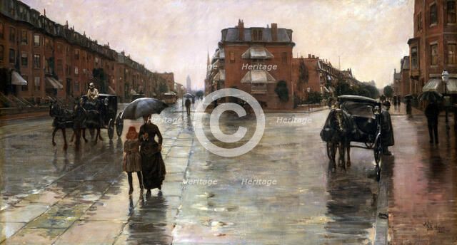 Rainy Day, Boston, 1885. Artist: Hassam, Childe (1859-1935)
