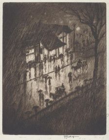 Rainy Night, Charing Cross Shops, 1903. Creator: Joseph Pennell