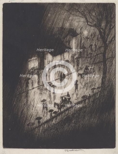 Rainy Night, Charing Cross Shops, 1903. Creator: Joseph Pennell.