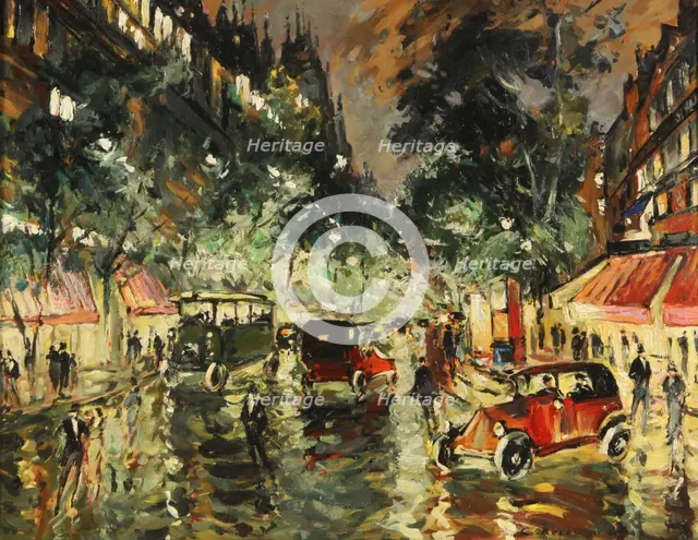 Rainy Night in Paris, 1930s. Artist: Korovin, Konstantin Alexeyevich (1861-1939)