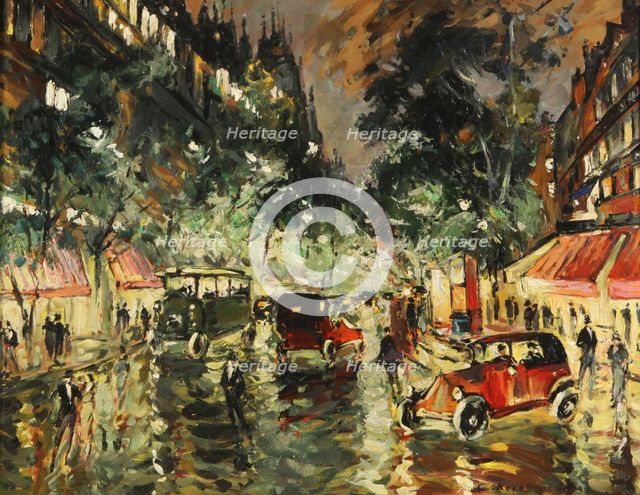 Rainy Night in Paris, 1930s. Artist: Korovin, Konstantin Alexeyevich (1861-1939)