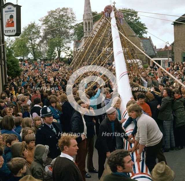 Raising the maypole. Artist: Unknown