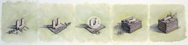 Raising a lintel, Stonehenge, Prehistoric, (c1990-2010). Artist: Peter Dunn.
