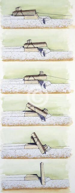 Raising a sarsen stone, Stonehenge, c25th century BC, (c1990-2010). Artist: Peter Dunn.