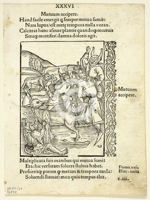 Raising Loans from Navis Stultifera (Ship of Fools), Plate 24 from Woodcuts from...1929. Creators: Master of the Bergmann Press, Johann Bergmann von Olpe, Sebastian Brant, Wilhelm Ludwig Schreiber.