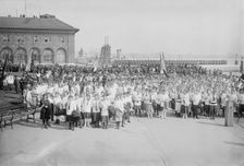 Raising N.Y.City's flag, 1916. Creator: Bain News Service