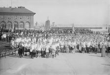 Raising N.Y.City's flag, 1916. Creator: Bain News Service