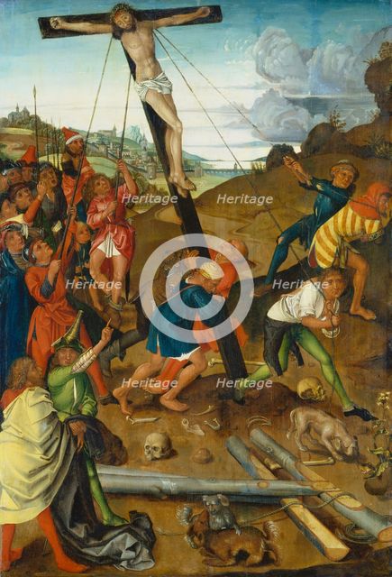 Raising of the Cross (Centre Panel of the Triptych), c1480-1500. Creator: Copy after Master of the Stötteritz Altar.