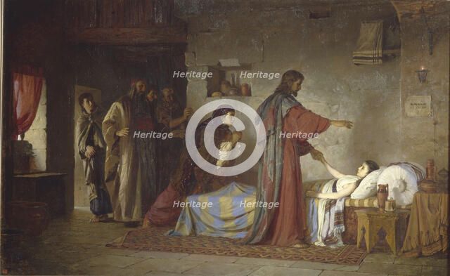 Raising of Jairus' Daughter, 1871. Artist: Polenov, Vasili Dmitrievich (1844-1927)