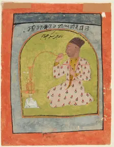 Raja Chattar Singh smoking, c. 1680. Creator: Unknown