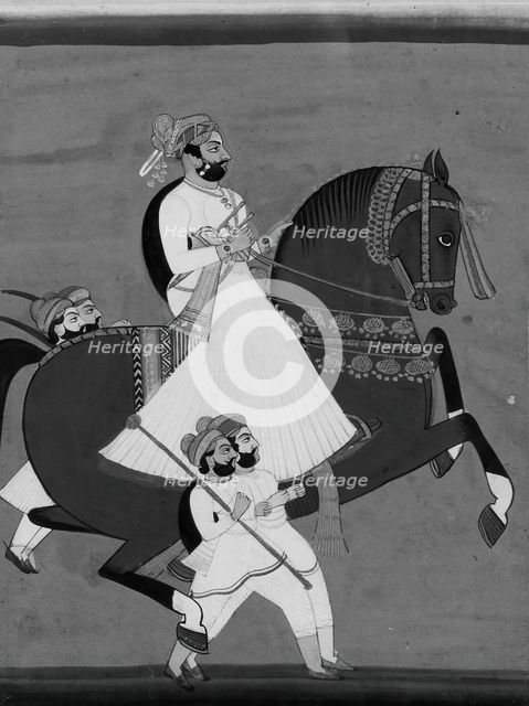 Raja on Horseback Accompanied by His Favorite Attendants, late 19th-early 20th century. Creator: Unknown.