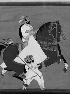 Raja on Horseback Accompanied by His Favorite Attendants, late 19th-early 20th century. Creator: Unknown