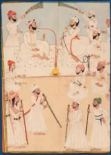 Raja Shamsher Sen of Mandi and Raja Ranjit Suket in Daurbar, between c1772 and c1773. Creator: Unknown