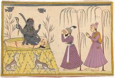 Raja Surma Sen (Reigned 1781-1788) and His Attendant Nagatu Worshipping the Goddess Kali, c1785. Creator: Unknown