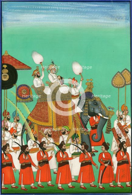 Rajah of Jodhpur Riding an Elephant, c. 1780. Artist: Indian Art  