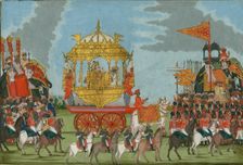 Rajah of Tanjore Riding an Elephant to a marriage ceremony, c. 1780. Artist: Indian Art
