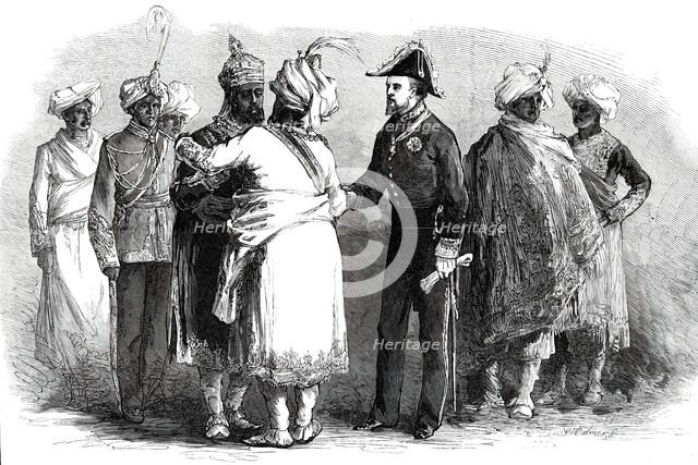Rajahs introduced to each other while waiting for the Prince of Wales at Calcutta...1876. Creator: William James Palmer.