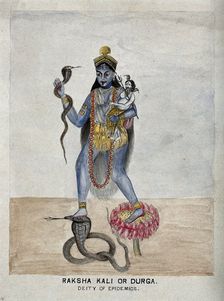Raksha Kali, a form of the goddess Parvati worshipped for protection against epidemics and drought. Creator: Unknown