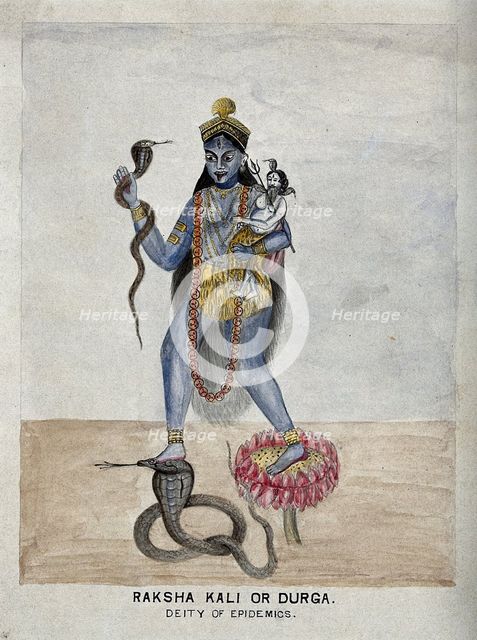 Raksha Kali, a form of the goddess Parvati worshipped for protection against epidemics and drought. Creator: Unknown.