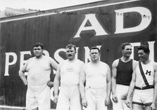 Ralph Rose, Pat McDonald, Matt Grath, Jones, Kaviatt [i.e., Kiviat], 1912. Creator: Bain News Service