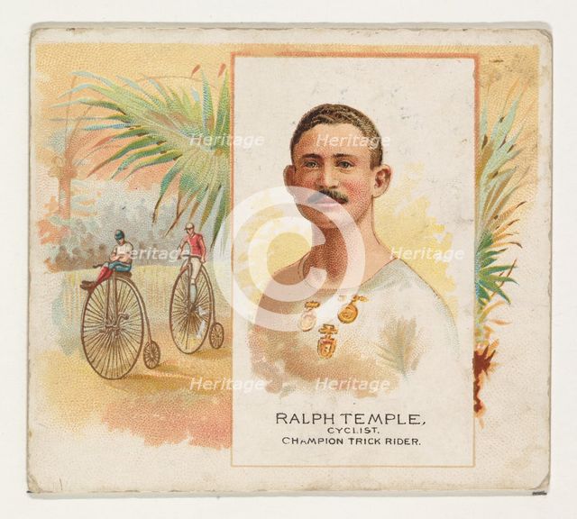 Ralph Temple, Cyclist, Champion Trick Rider, from World's Champions, Second Series (N43) f..., 1888. Creator: Allen & Ginter.
