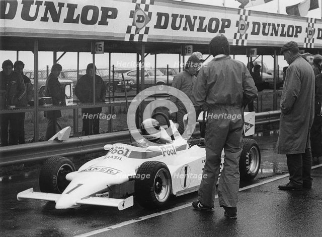 Ralt RT3 in pits, Ayrton Senna, Formula 3 at Thruxton 3rd March 1983. Creator: Unknown.