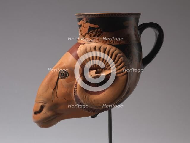 Ram-Head Rhyton, c. 480-470 BC. Creator: Brygos Painter (Greek).